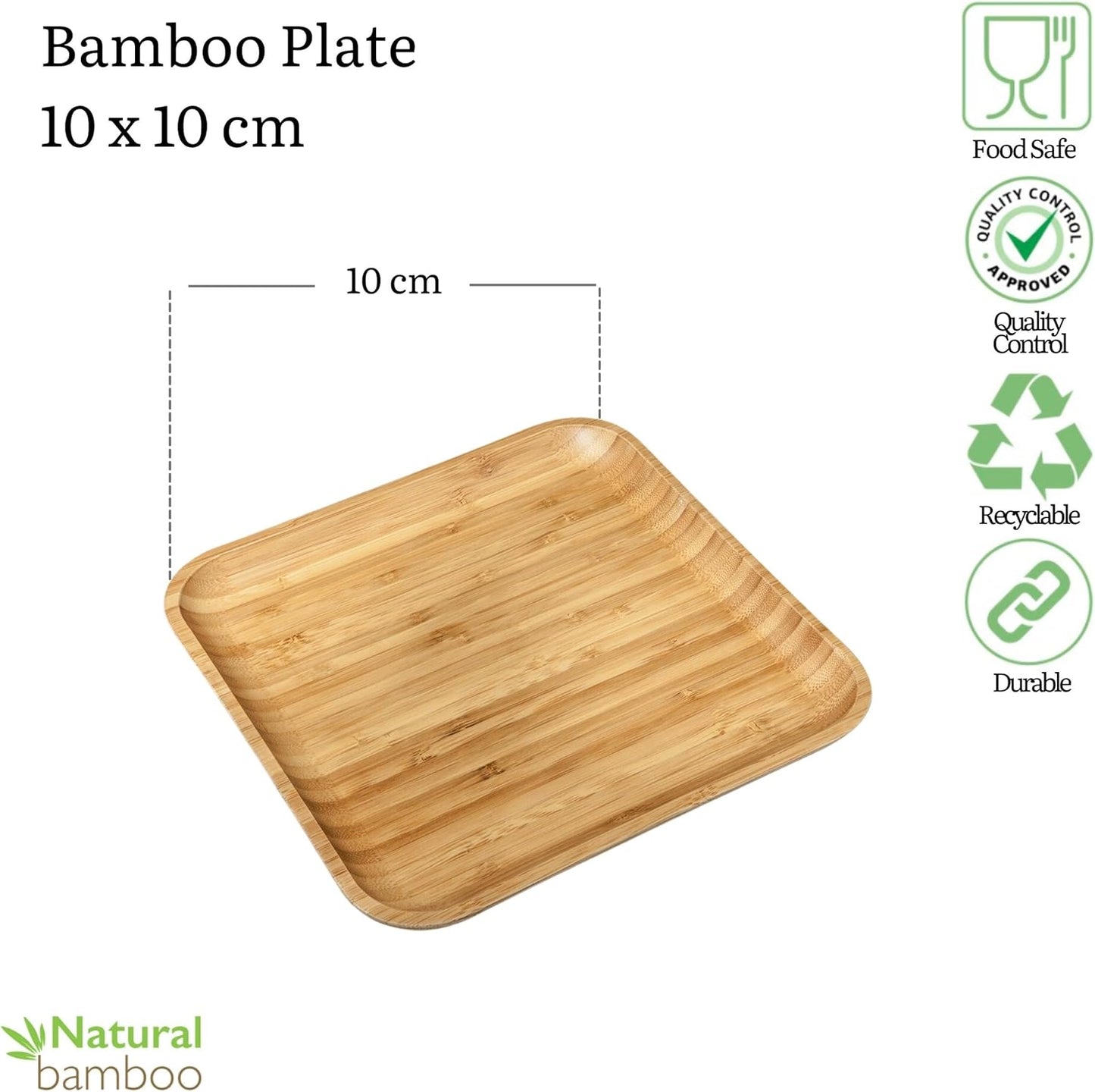 Wilmax Bamboe Bord 10x10 cm Natuurlijk WL-771017/A