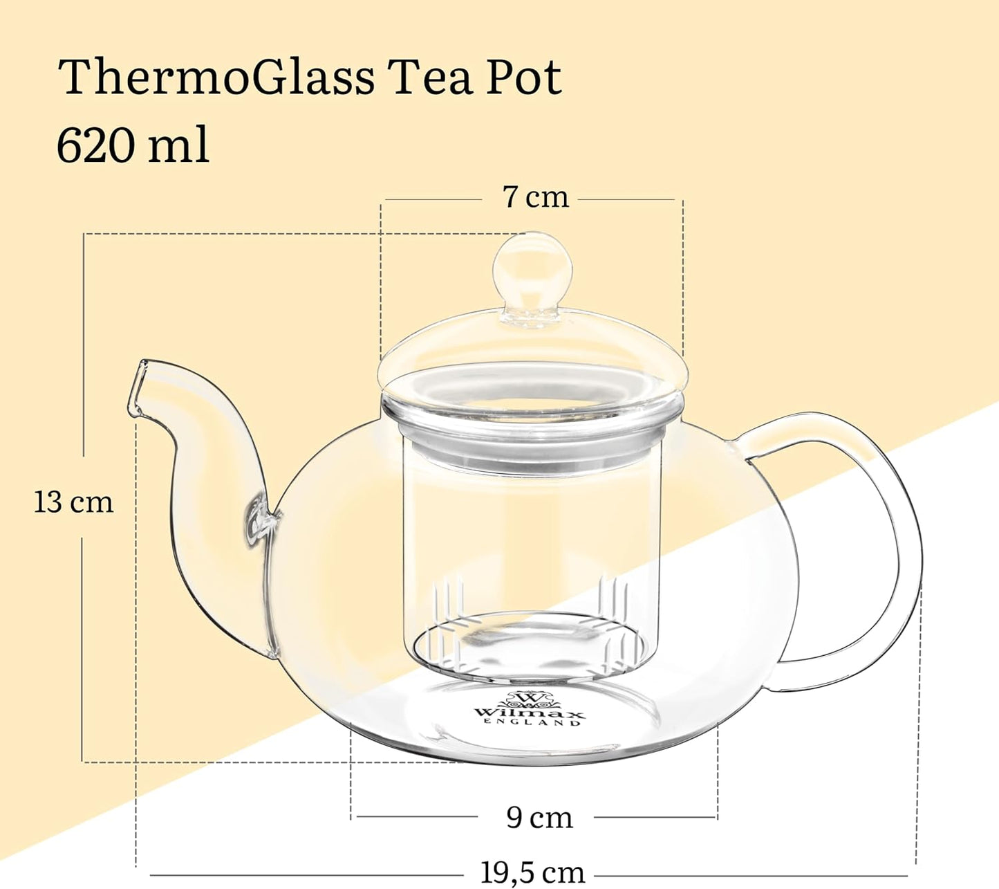Wilmax Glass Teapot 700 ml with Lid Transparent