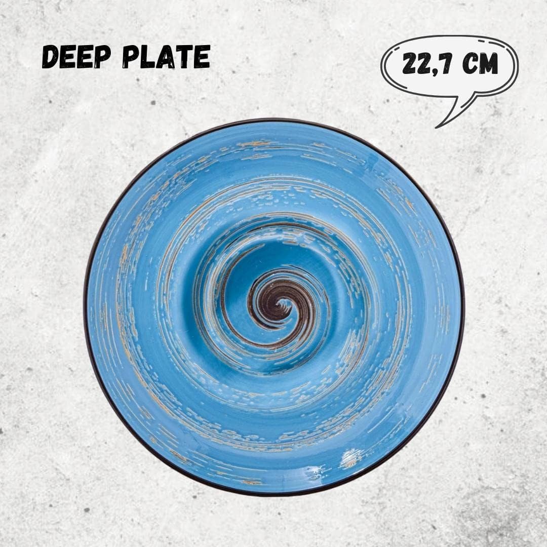 Wilmax Deep Plate 22.5 cm Blue Porcelain 2-piece set