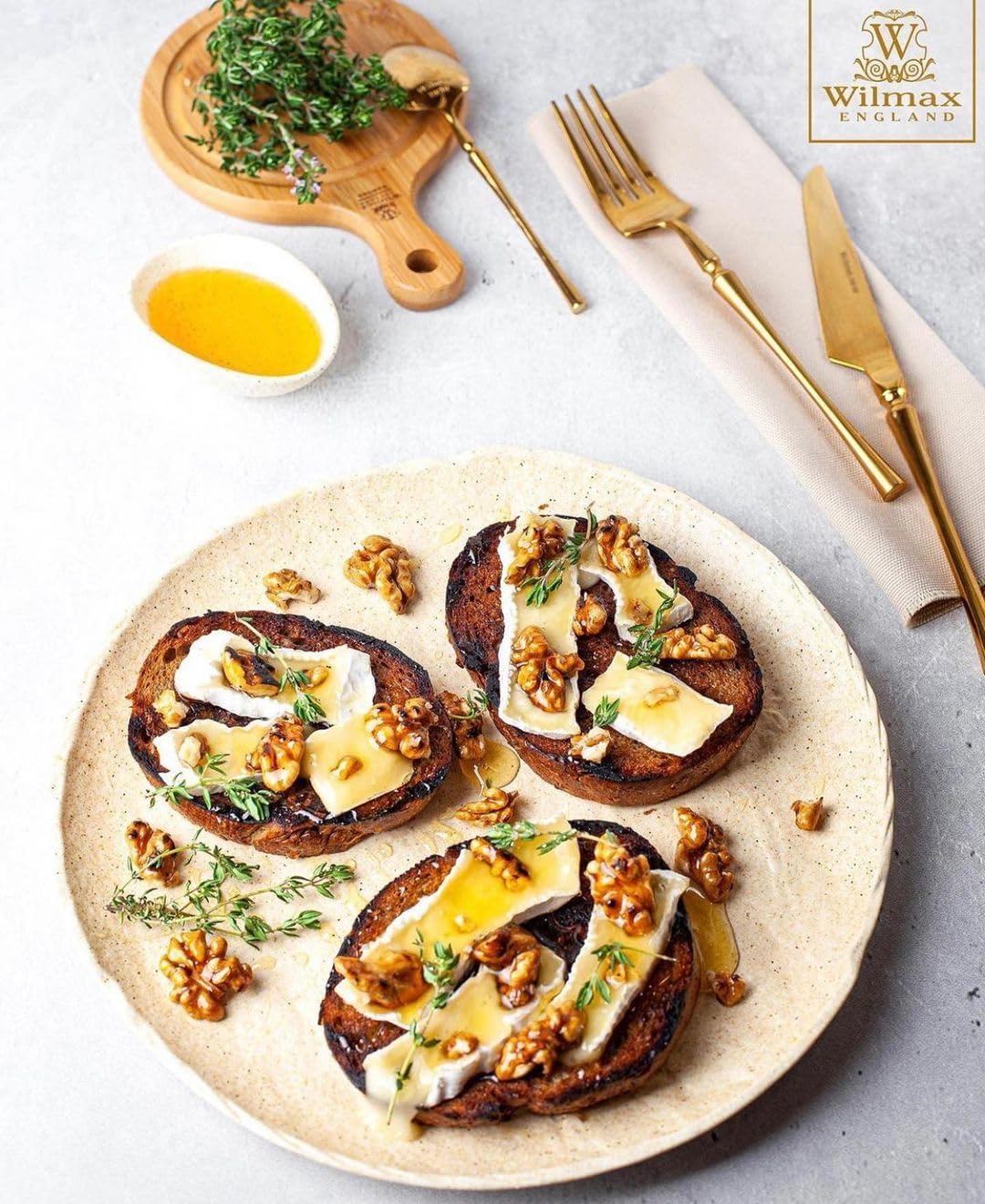 Wilmax Runder Dessertteller 23 cm, Sandsteinoptik, 3er Set WL-661325/A3