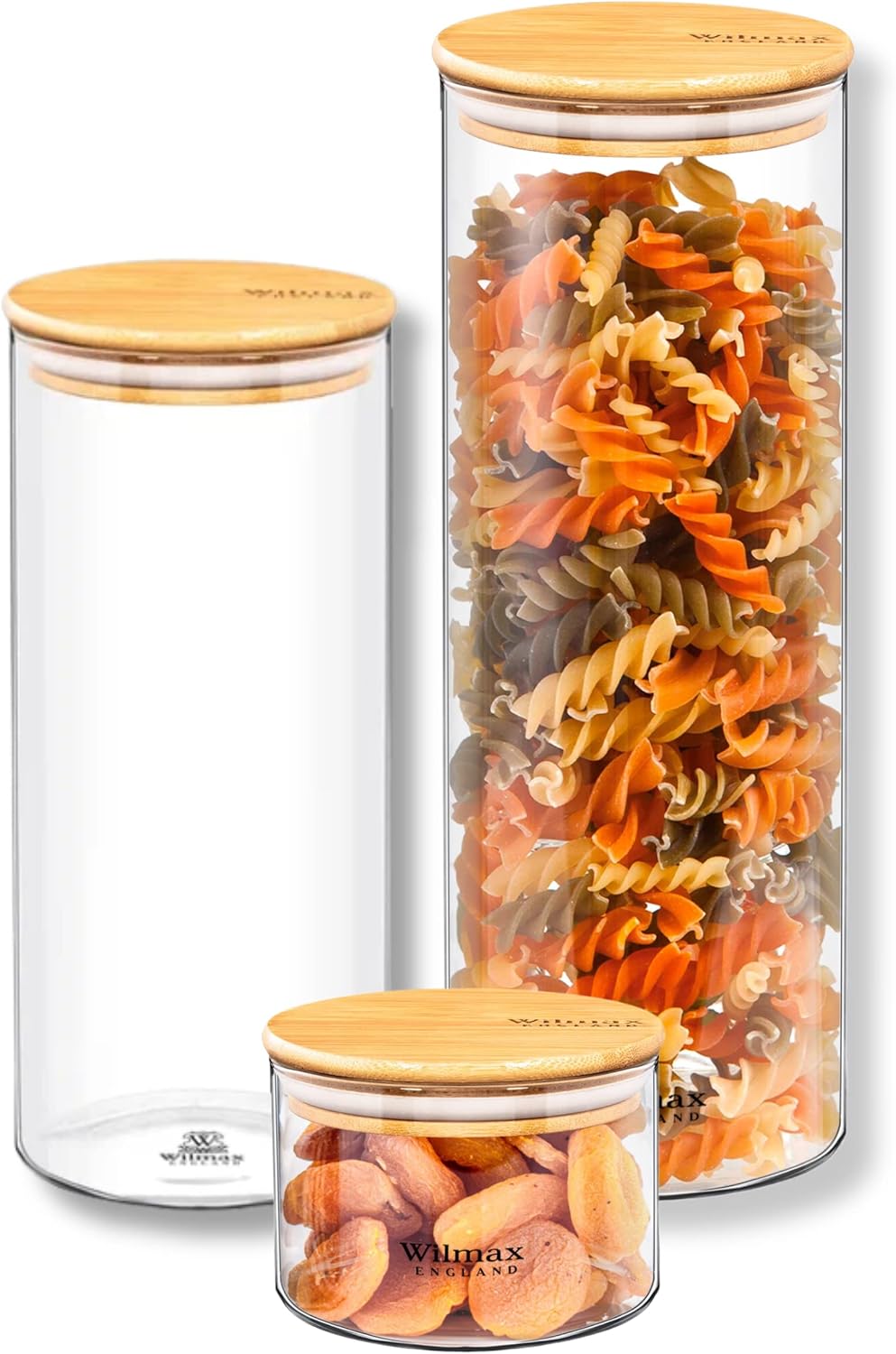 Wilmax Vorratsglas Set mit Bambusdeckel 3er Set WL-888501/A-507/A-510/A