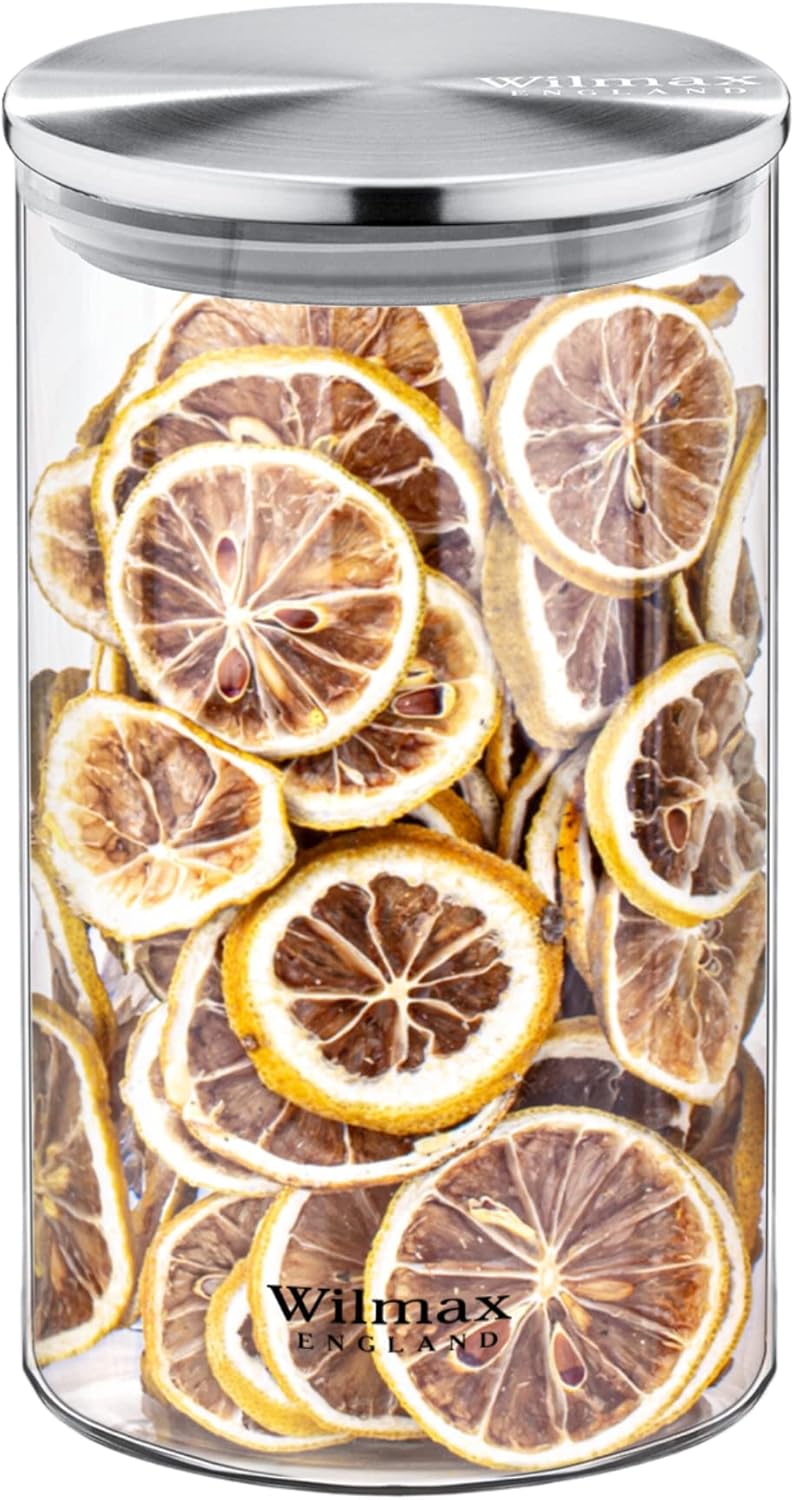 Wilmax Vorratsgläser-Set aus Borosilikatglas, Edelstahldeckel, 3er-Set WL-888515/A3