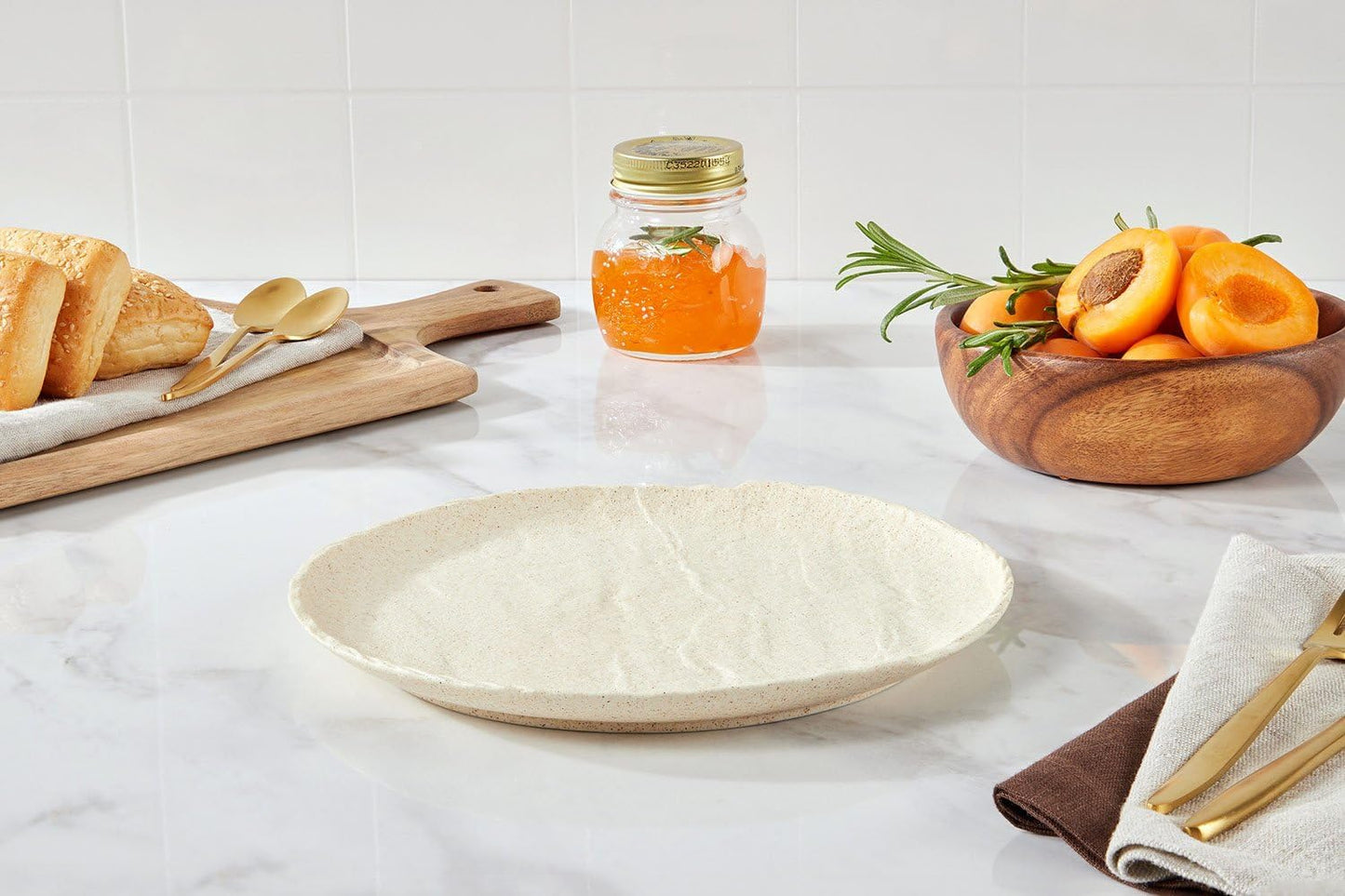 Wilmax Runder Dessertteller 23 cm, Sandsteinoptik, 3er Set WL-661325/A3