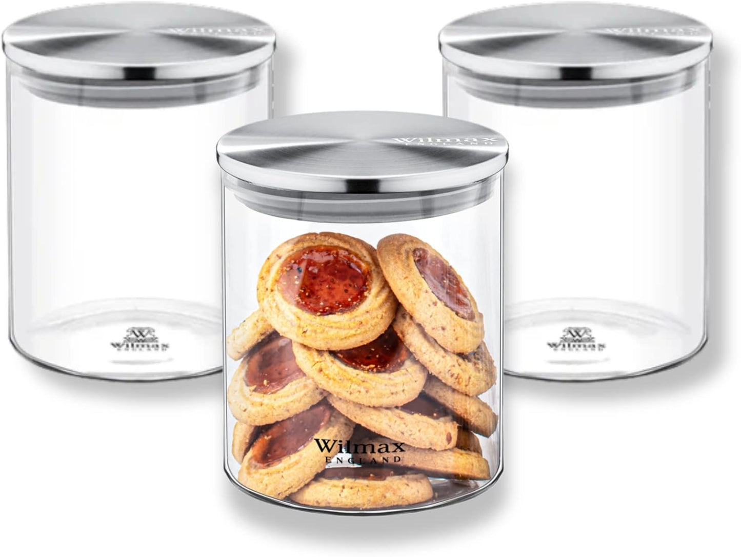 Wilmax Voorraadpot 760 ml met RVS deksel - Set van 3 | WL-888513/A3