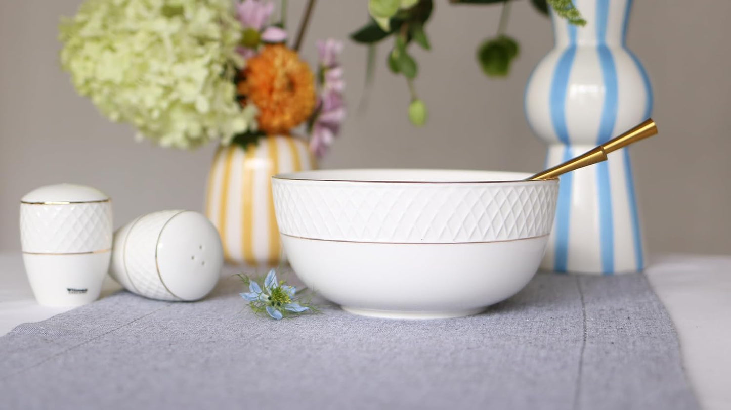 Wilmax Schüssel mit Goldlinien, 14 cm, 600 ml, 2er Set, WL-880102367/A2