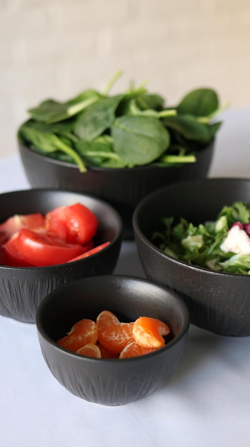 Wilmax Schalen Set 2er Schwarz 1000 ml Porzellan Salatschüssel WL-664117/A2