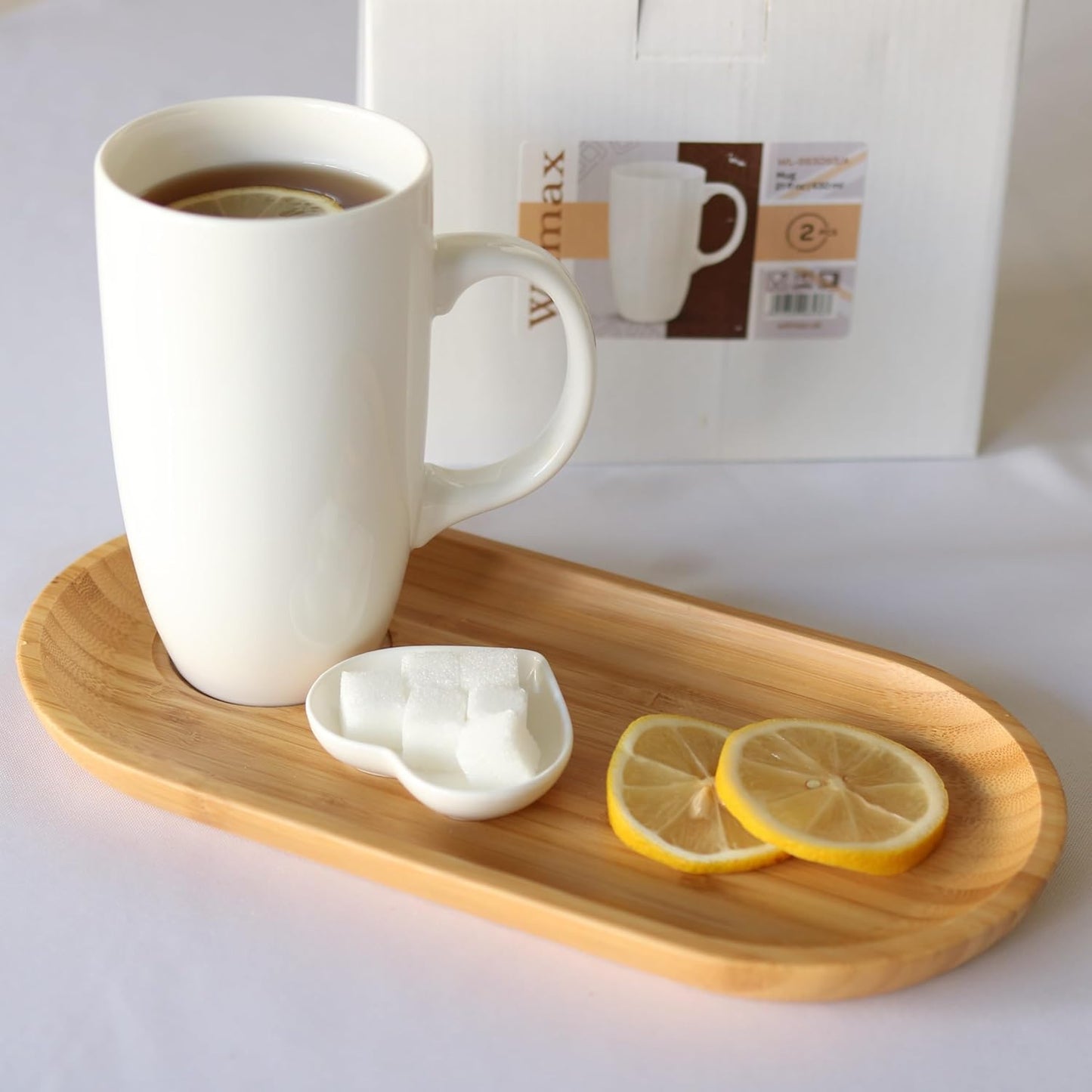 Wilmax Servierset 2x Bambus-Teller & Porzellanbecher WL-771119/A2-WL-993093/A2