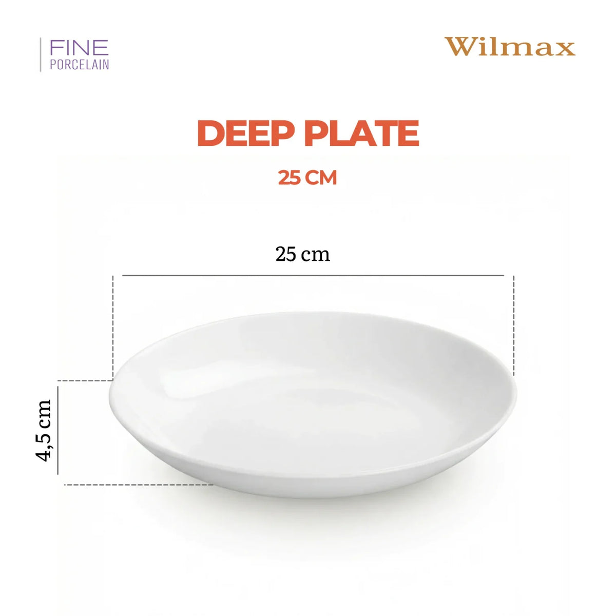 Wilmax England Diep Serveerbord Porselein Wit 25,5 cm