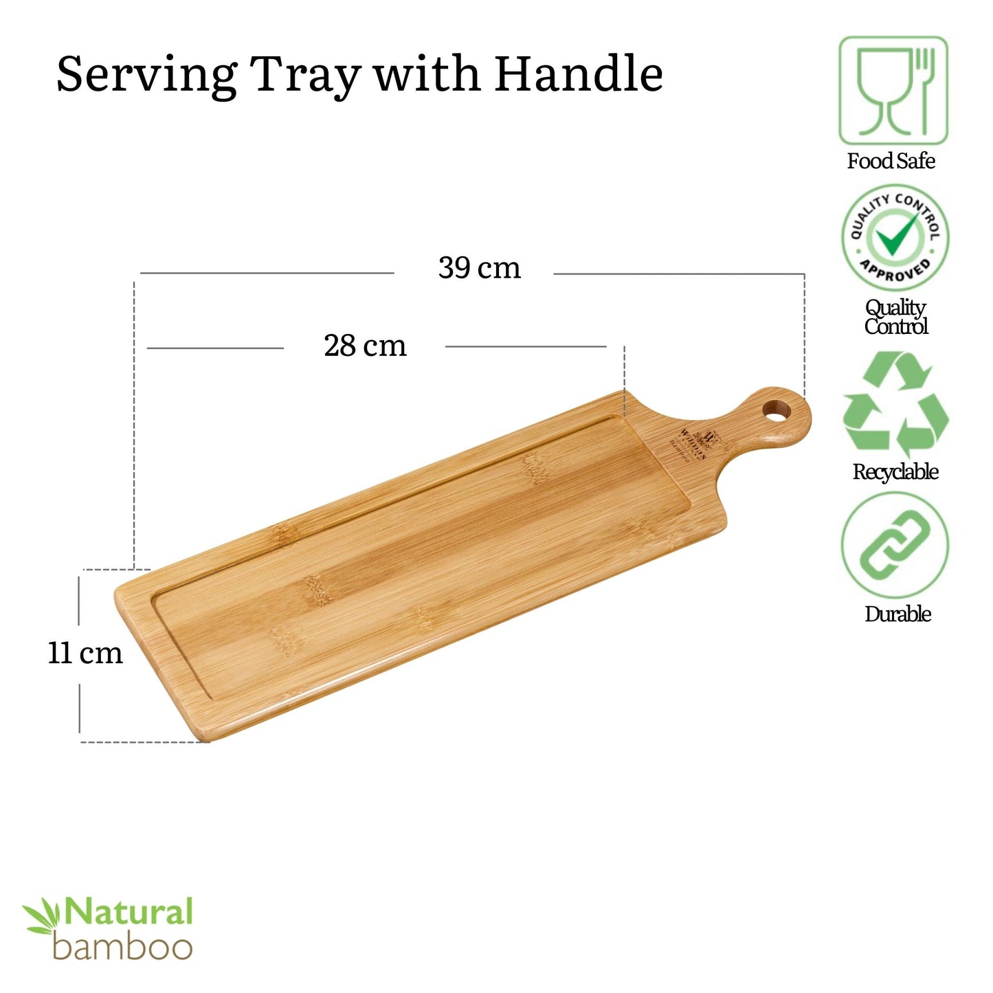 Wilmax Bambus Serviertablett rechteckig 39,5 x 11 cm WL-771008/A