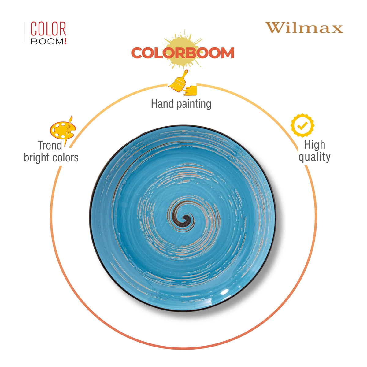 Wilmax Spiraal Bord 20 cm Porselein, Blauw