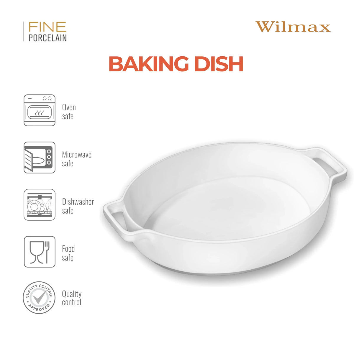 Wilmax Ovenschaal met handvatten Porselein Wit 2730 ml