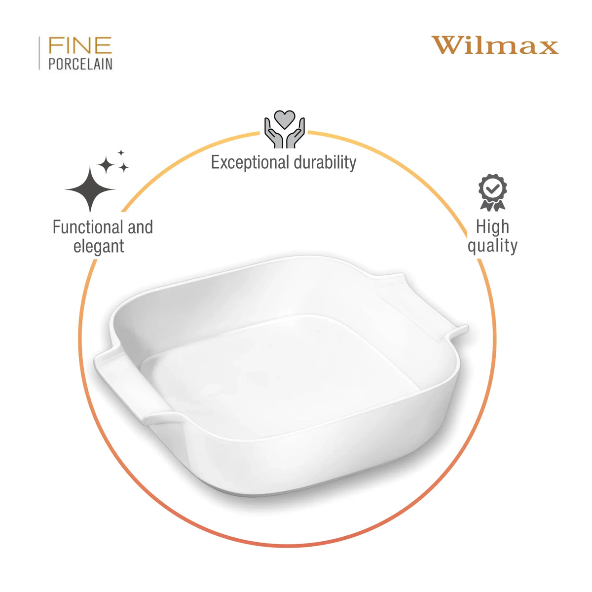 Wilmax Ovenschaal met handvatten 780 ml Porselein Wit
