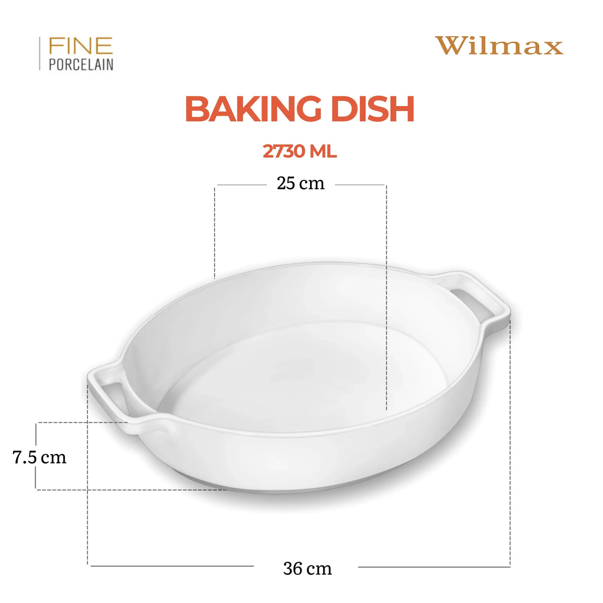 Wilmax Ovenschaal met handvatten Porselein Wit 2730 ml