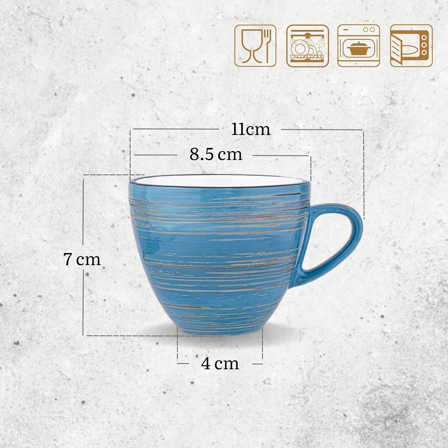 Wilmax Kaffeetasse, 190 ml, Blau, Porzellan, WL-669635/A