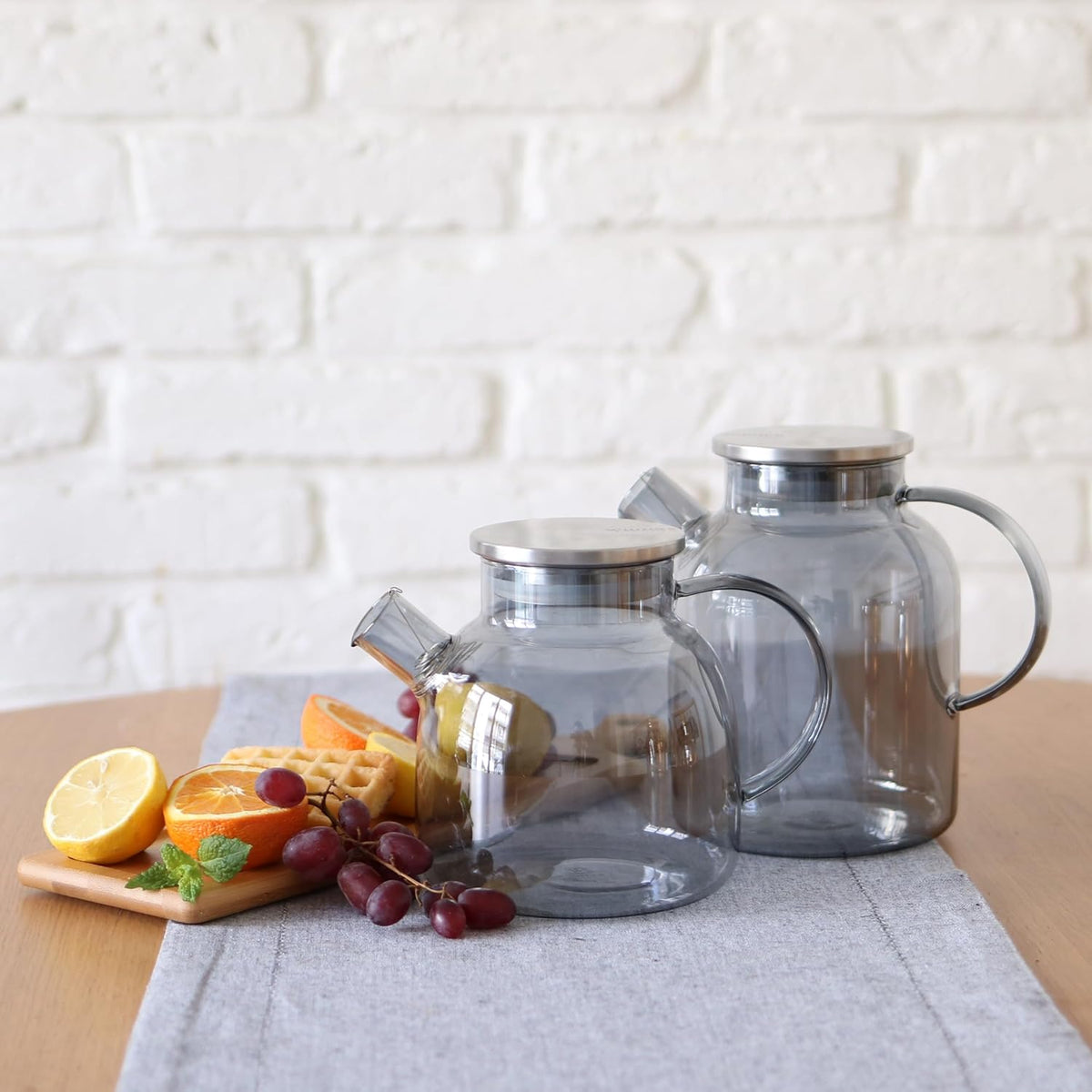 Wilmax Borosilicaat Theepot 1600ml Rookgrijs