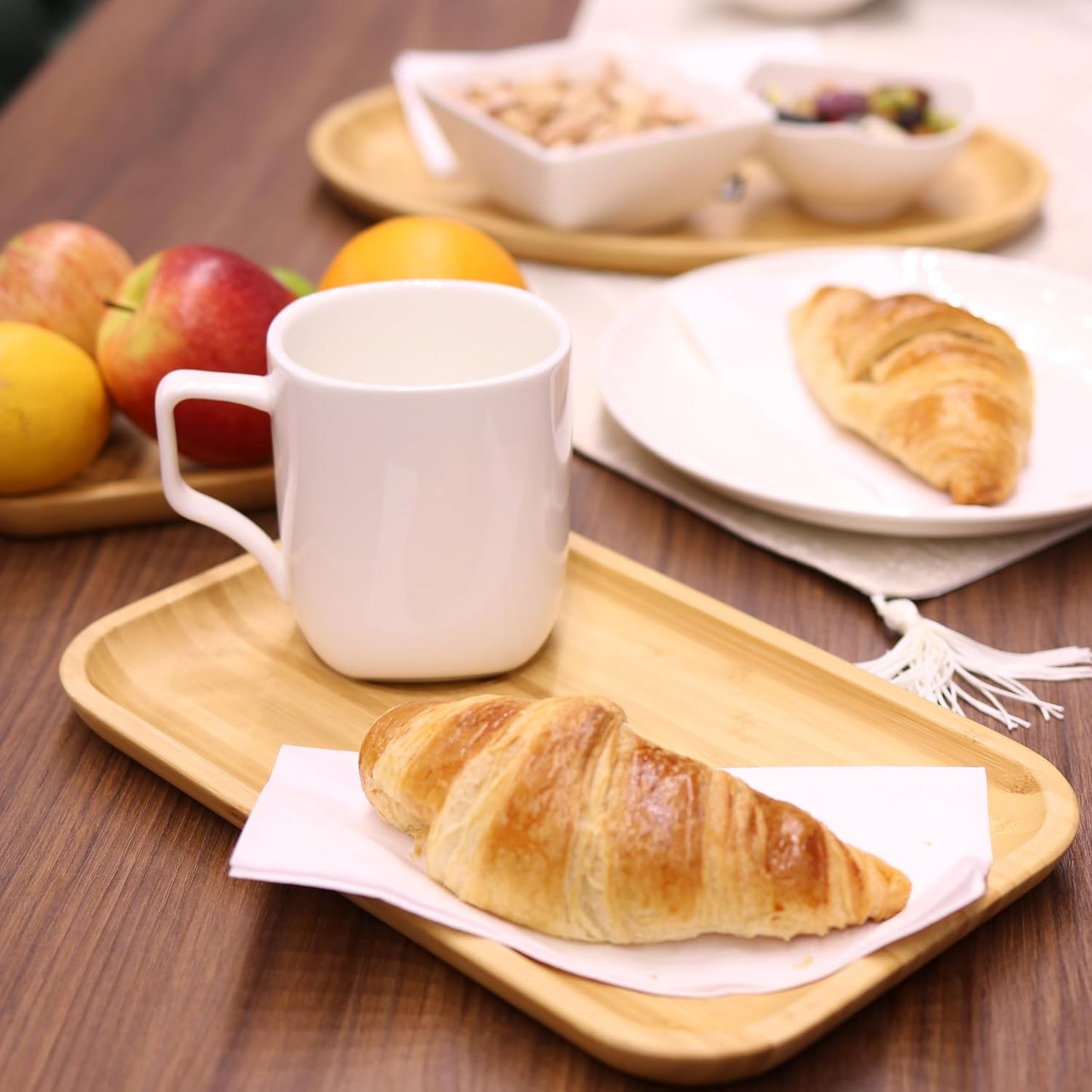 Wilmax 2 Bambus-Teller & 2 Porzellantassen – 4-tlg WL-771126/A2-993066/A2