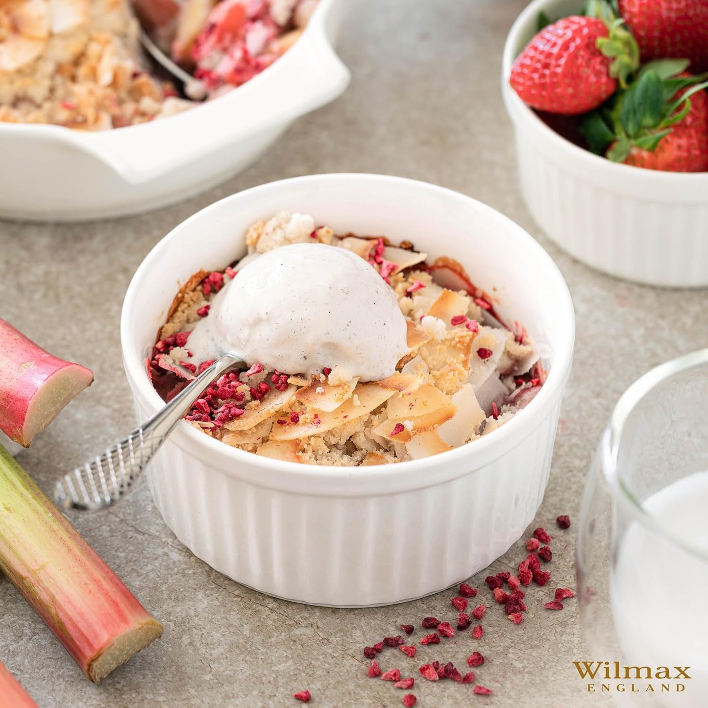 Wilmax Ramekin Weiß 12 x 5,5 cm – Schale für Desserts & Soufflés – WL-996136/A