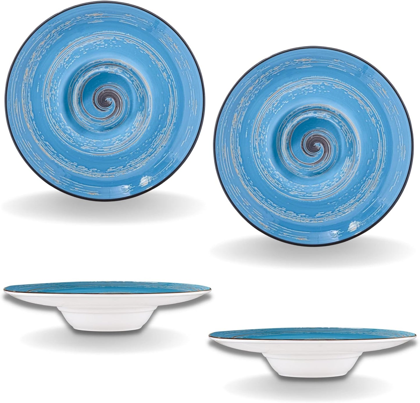 Wilmax Diep bord 24 cm Blauw Porselein set van 2 WL-669625/A2