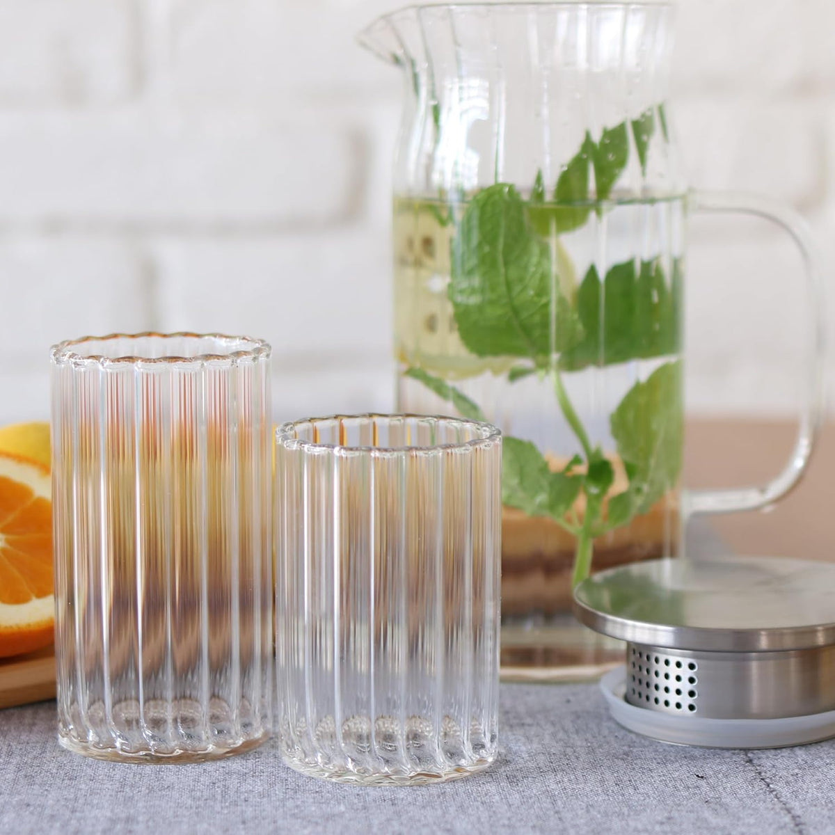 Wilmax Geribbeld Borosilicaatglas 250 ml Transparant