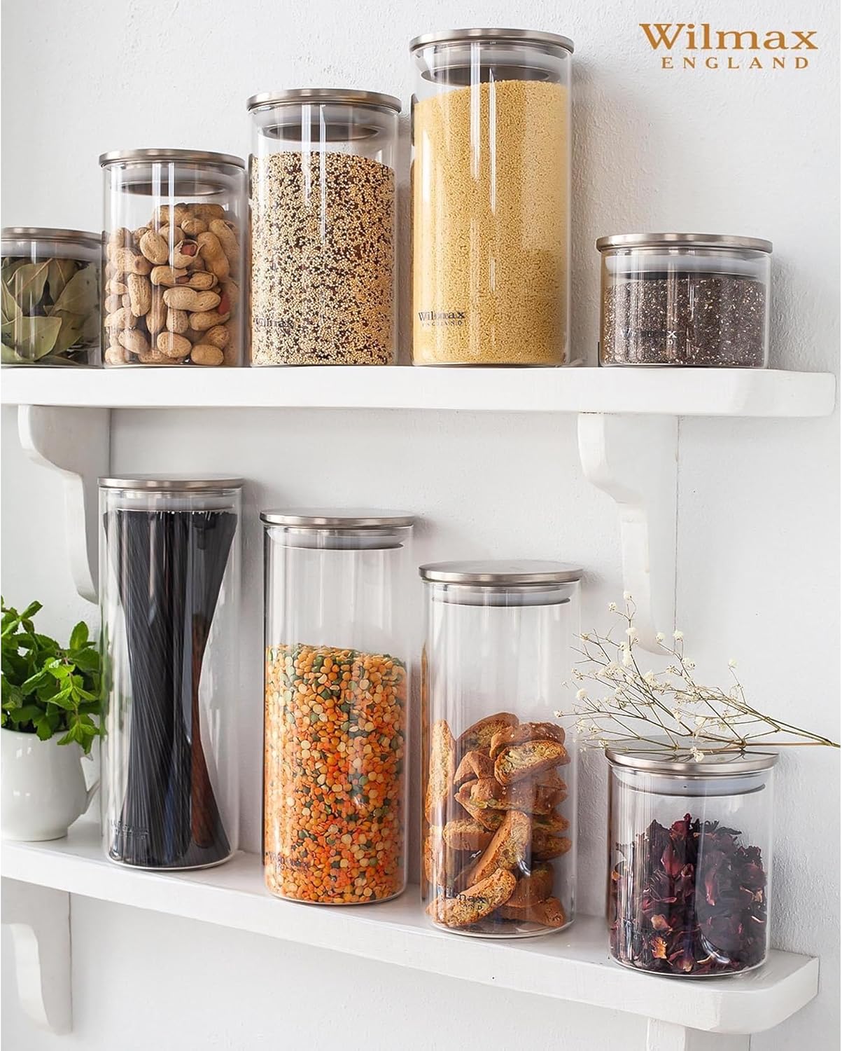 Wilmax Aufbewahrungsglas Borosilikatglas 1500 ml mit Edelstahldeckel WL-888517/A