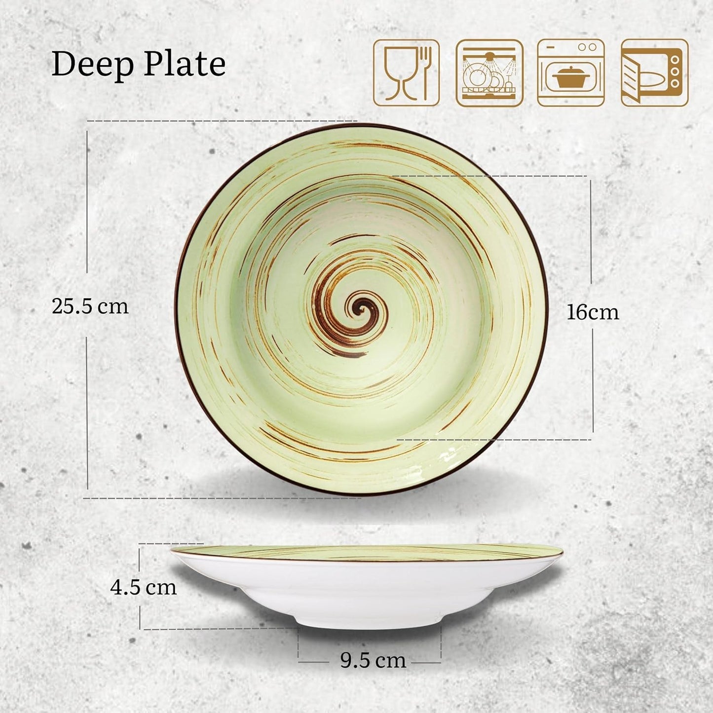 Wilmax Porzellan-Tiefer Teller 25.5 cm, Pistazie, 350 ml WL-669127/A