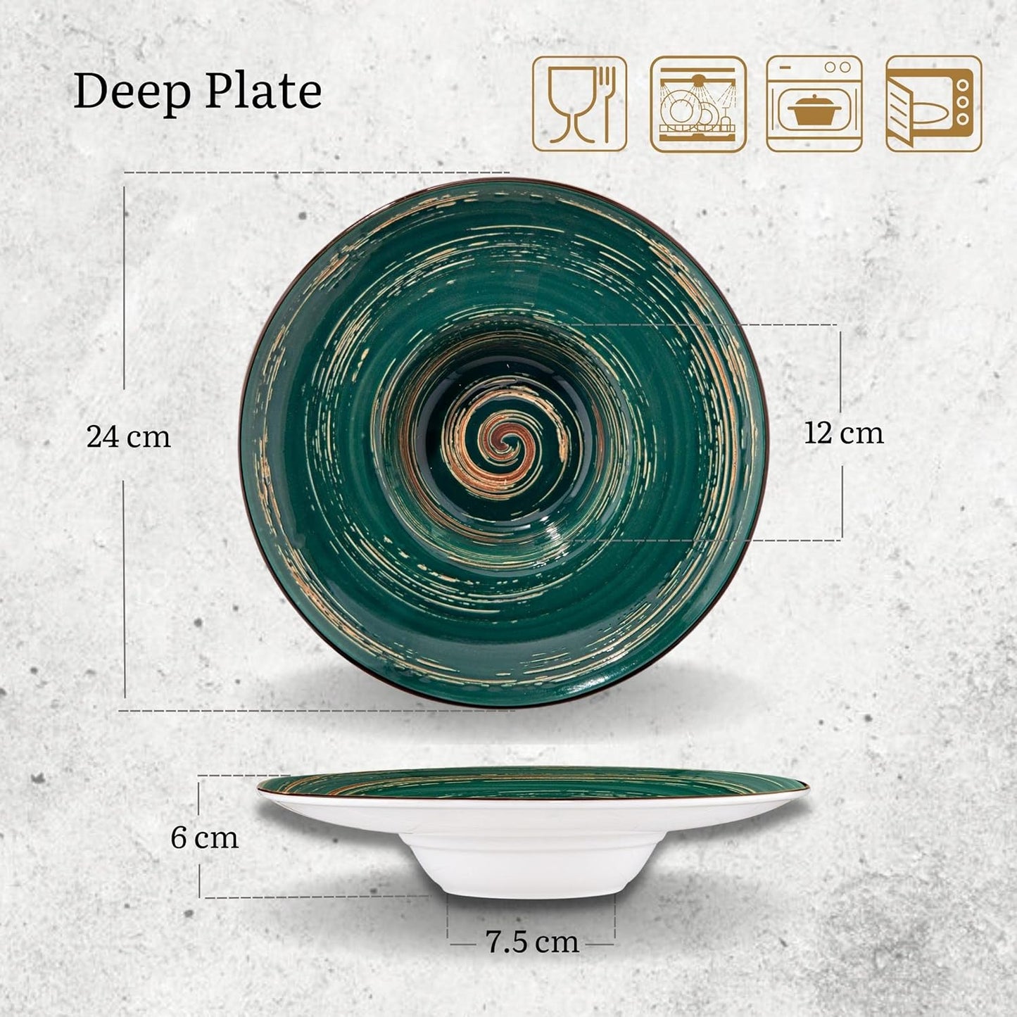 Wilmax Porzellanteller Grün, 24 cm, beef Tiefteller WL-669525/A2