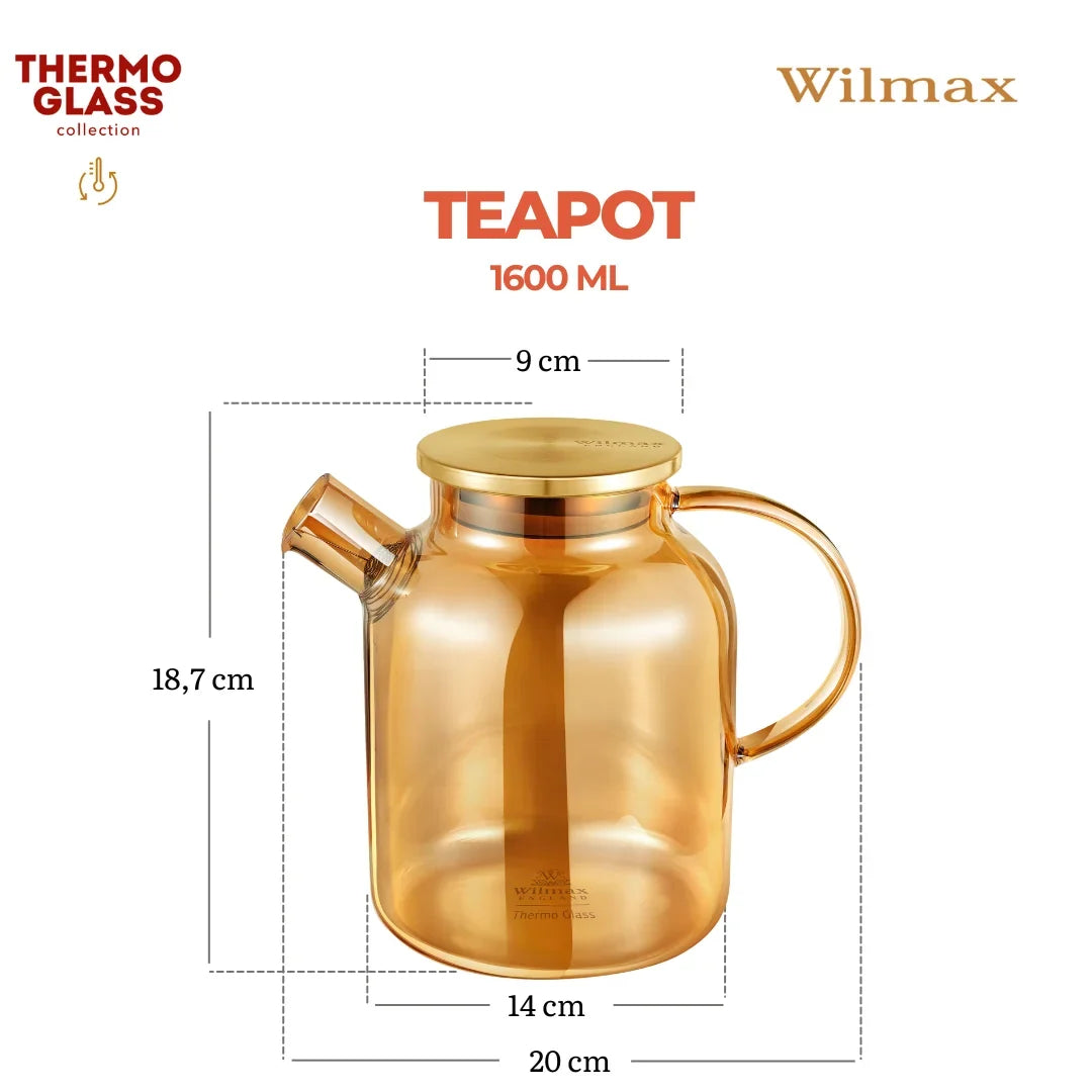 Wilmax Thermoglas theepot 1600 ml Goud