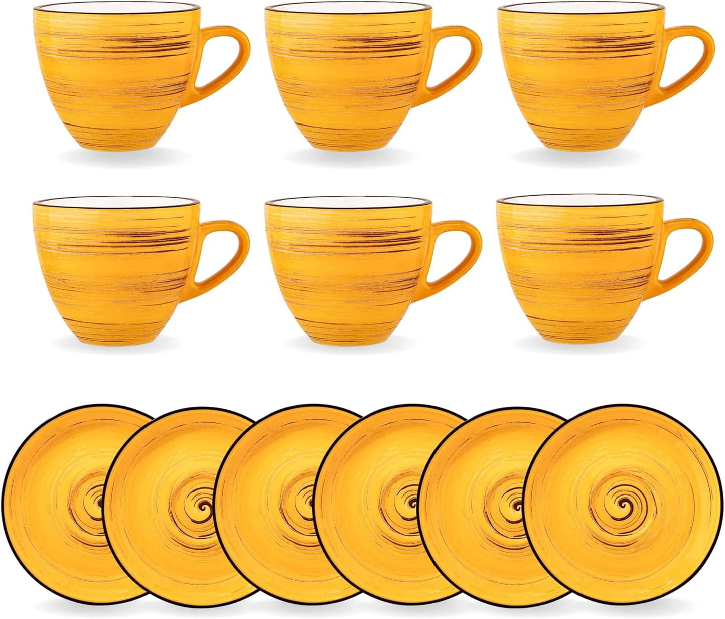 Wilmax Koffie Kopjes & Schotels Set, 6-delige Set, 110 ml Porselein WL-669434/AB6