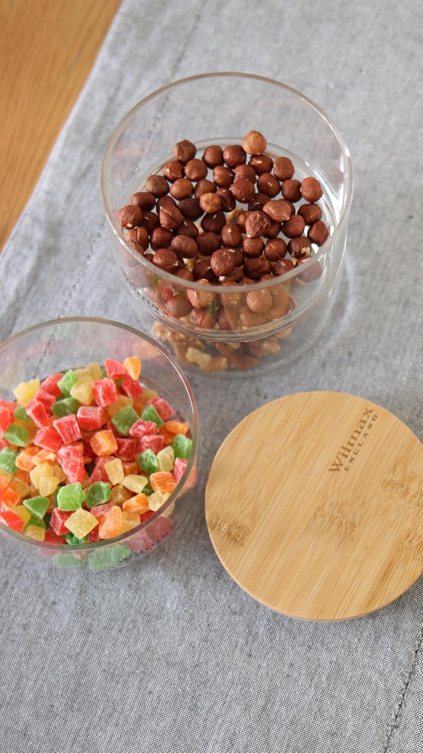 Wilmax 3-stufiges Vorratsglas, 12 x 20 cm, Thermo-Glas & Bambusdeckel, WL-888522/A