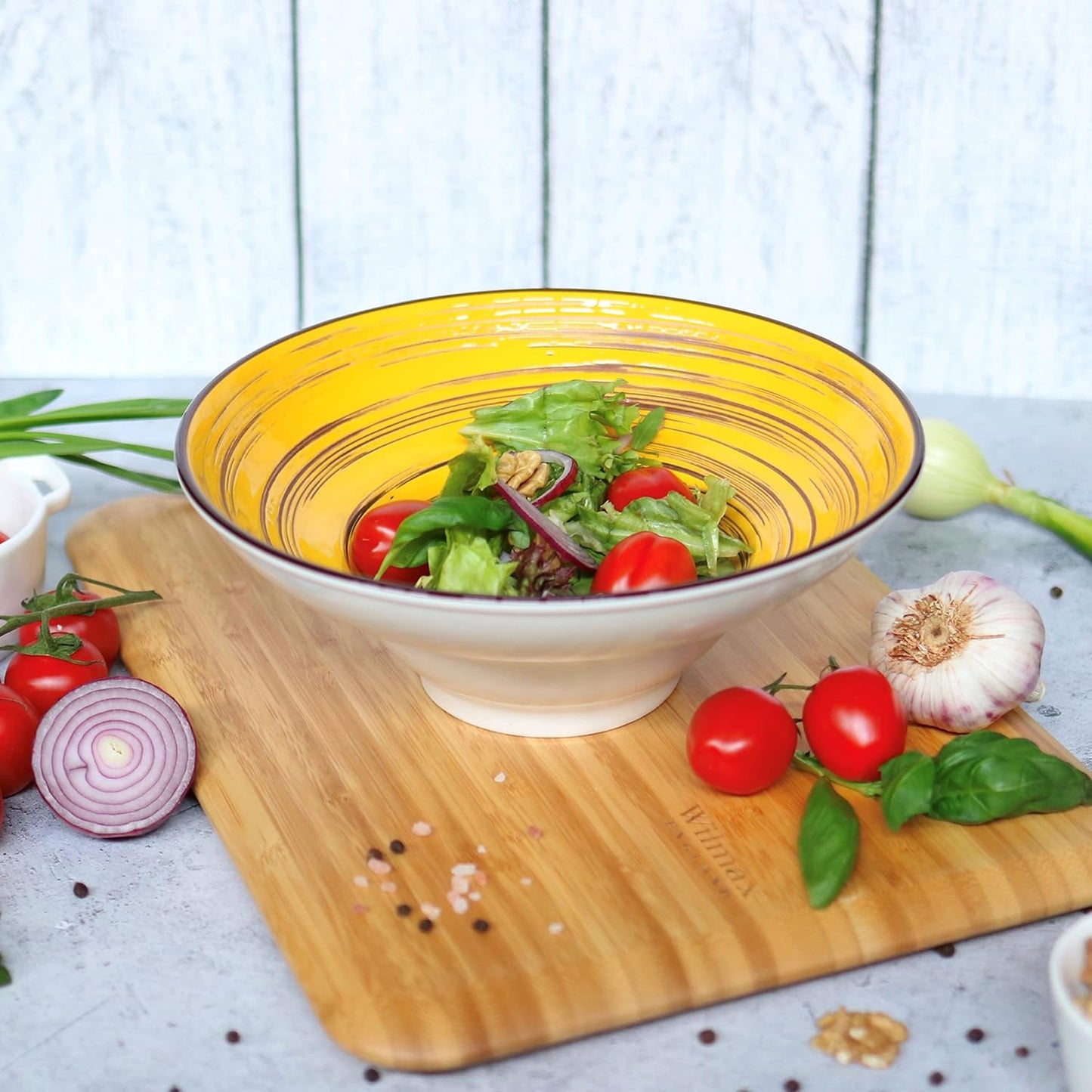 Wilmax Porzellanteller Gelb, Tief, 22.5 cm Durchmesser, 1100 ml – WL-669423/A