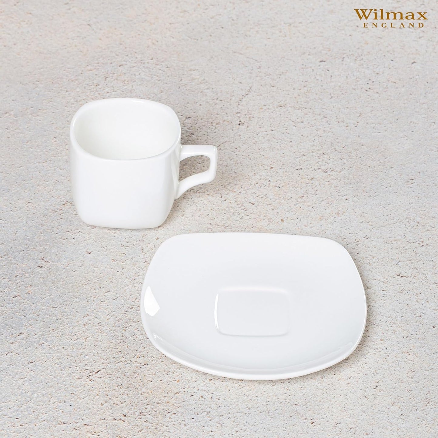 Wilmax Tee Tasse & Untertasse 200 ml aus Porzellan quadratisch WL-993003/AB