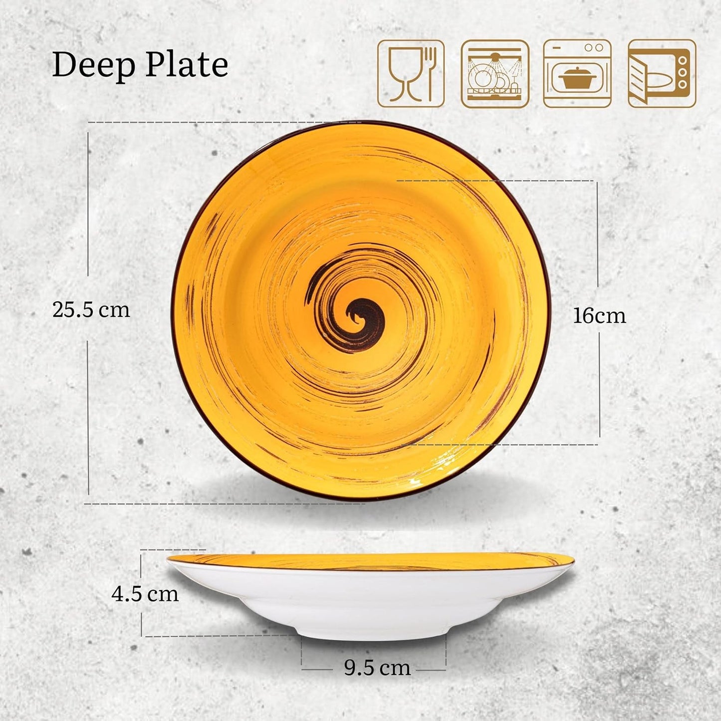 Wilmax Tiefer Porzellan counter 350 ml, Gelb, Ø 25.5 cm WL-669427/A2
