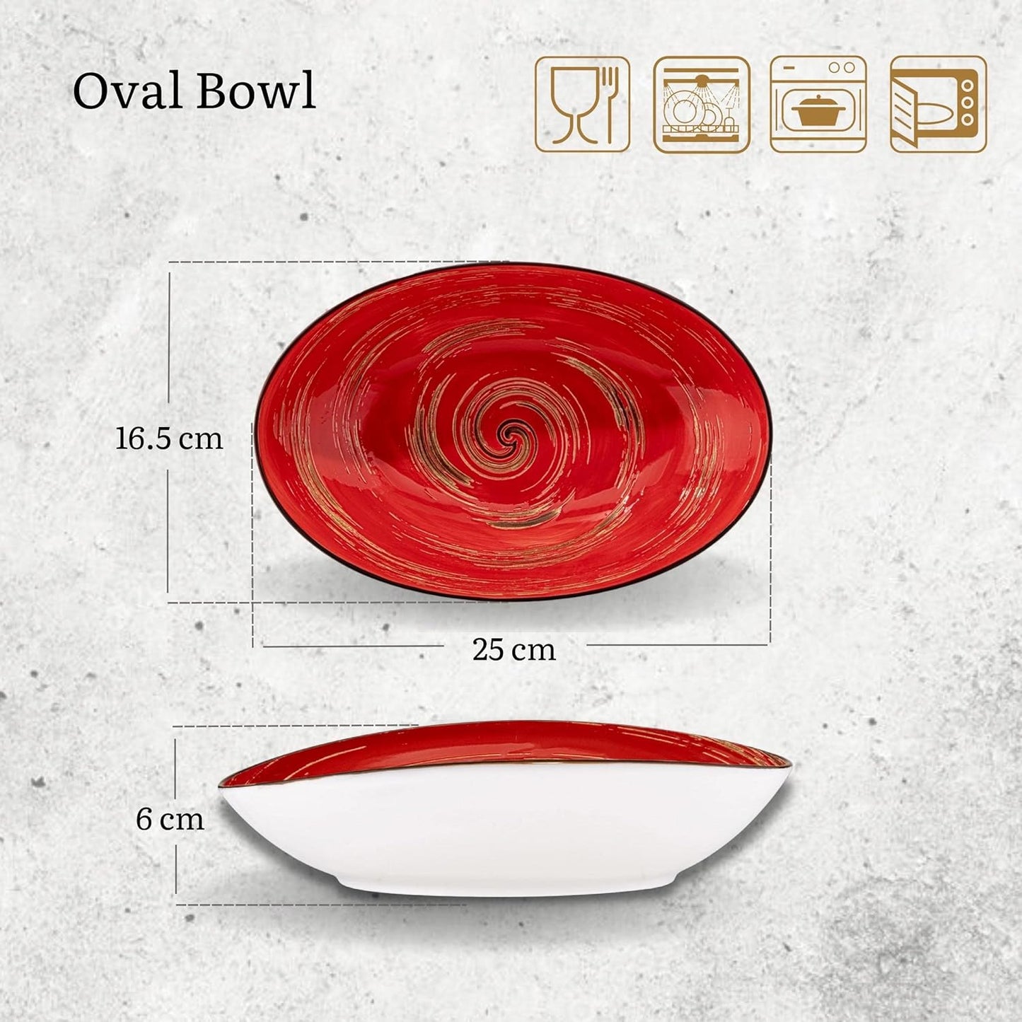 Wilmax Ovale Porzellanschüssel 25 cm Rot WL-669240/A2