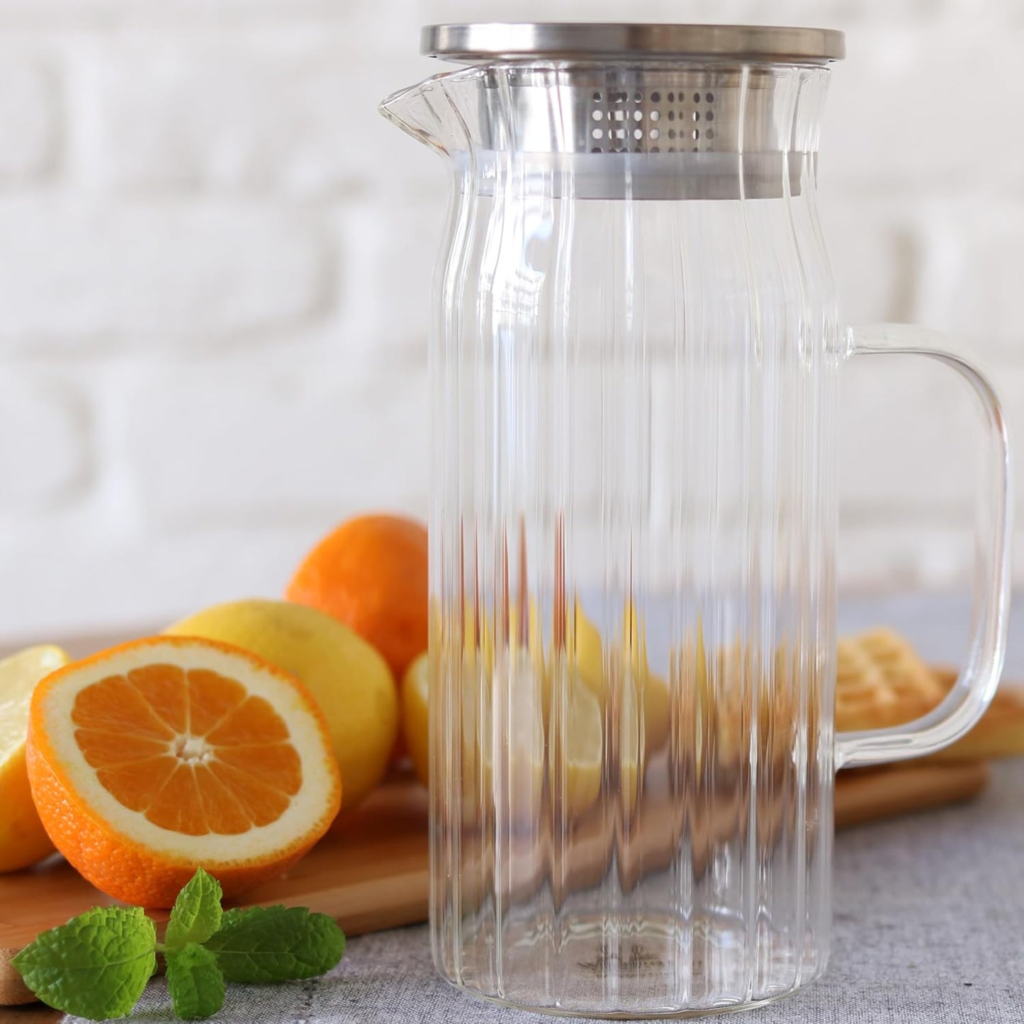 Wilmax Glaskrug 1000 ml mit 6 Gläsern 200 ml, WL-888219/A-888623/A6