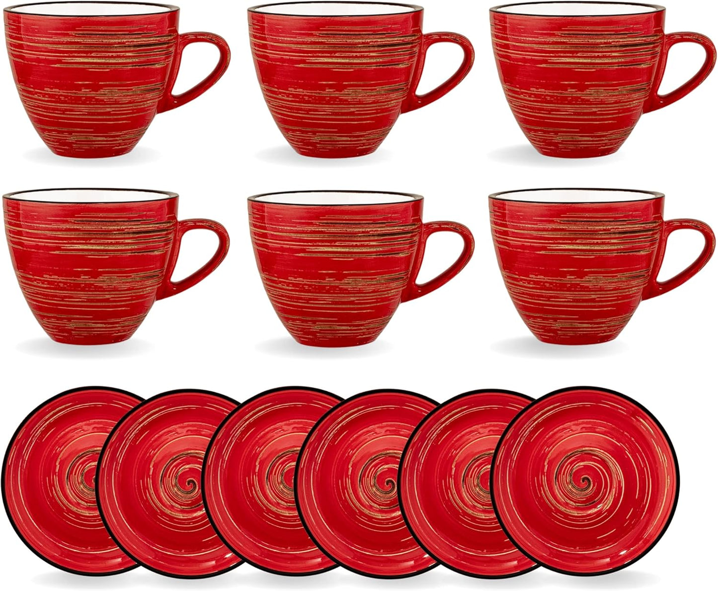 Wilmax Koffie- En Thee Kopjes Set met Schotels, 6-delig, WL-669236/AB6