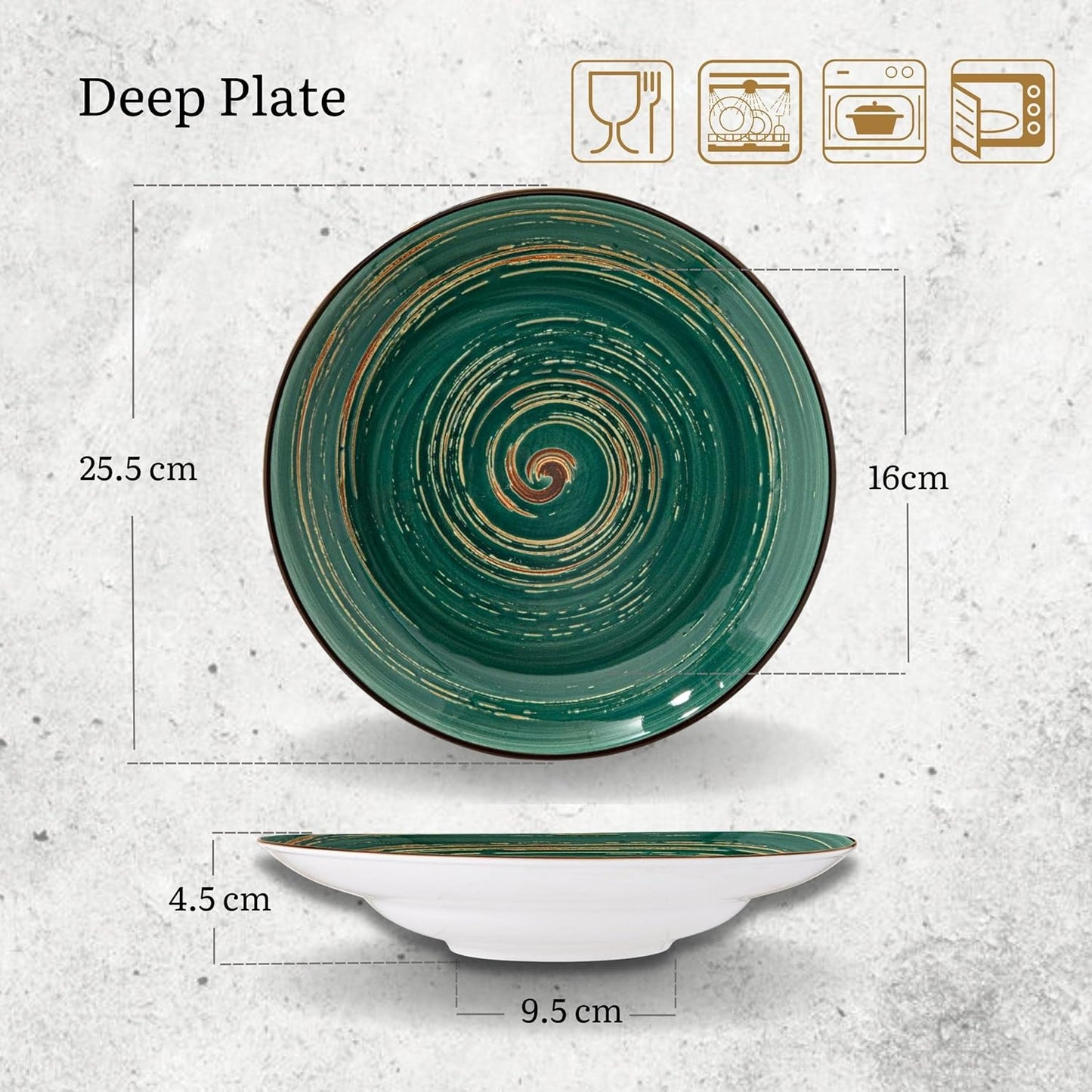 Wilmax Diep Bord Groen Porselein 25,5 cm WL-669527/A