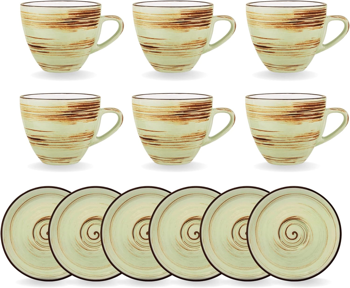 Wilmax Pistachio Porcelain Cup and Saucer 190ml 6-piece