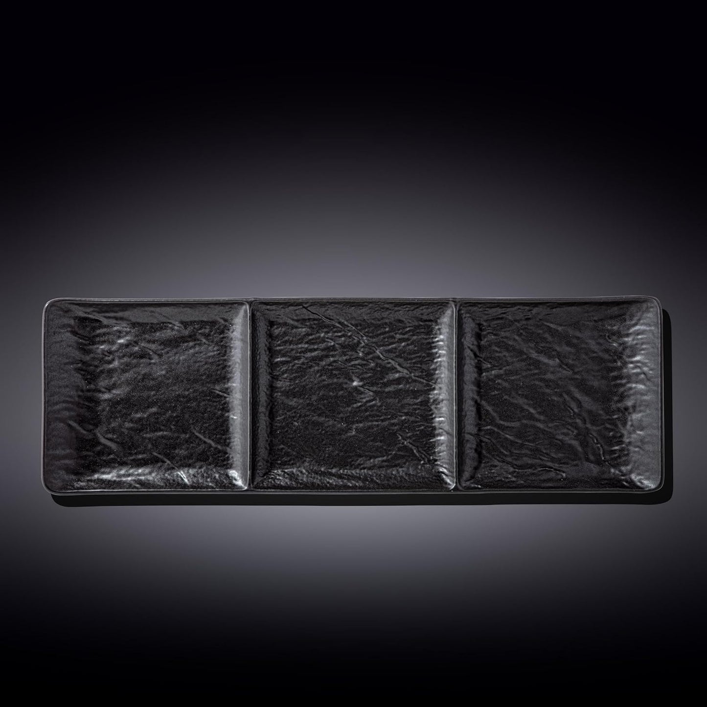 Wilmax England 3-Compartment Porcelain Dish Black 2x 40.5x13cm