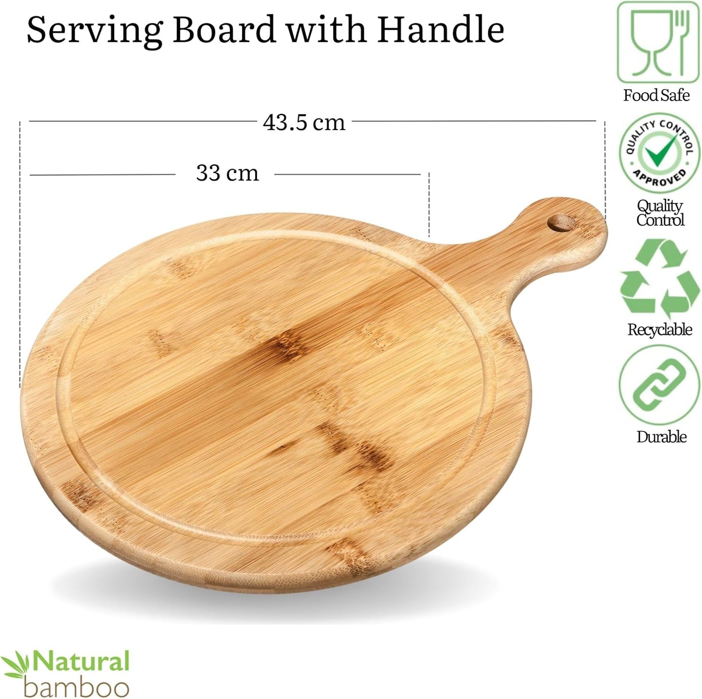 Wilmax Bamboe Serveerplank met greep Natuur 43,5x33 WL-771102/A