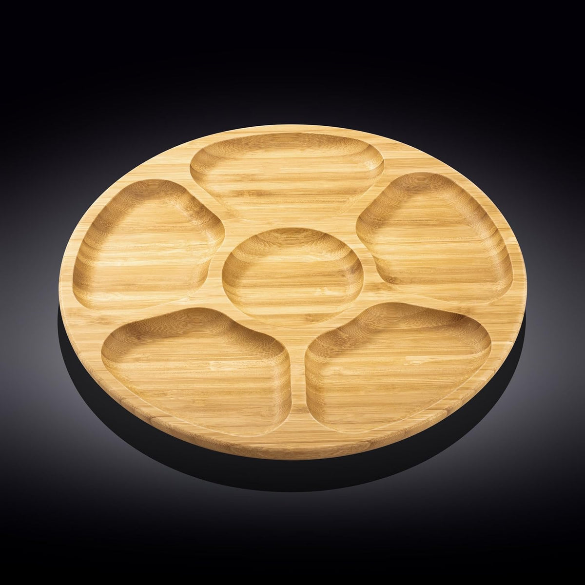 Wilmax Bamboe Serveerblad rond 3 vakken 38 cm