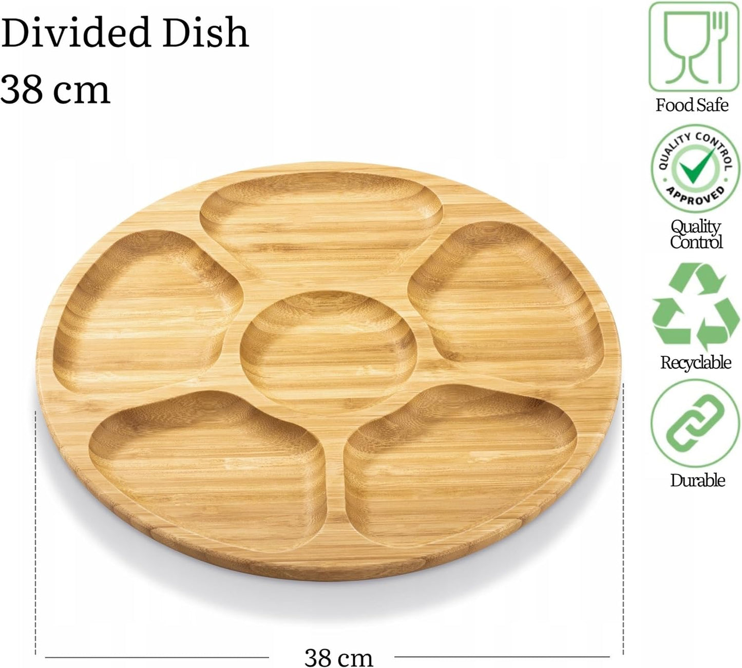 Wilmax Runde Geteilte Bambusplatte, 38 cm, WL-771228/A