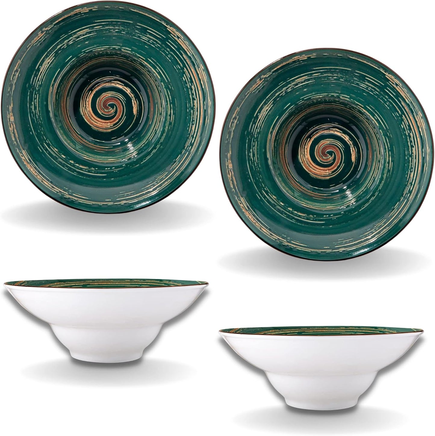 Wilmax England Diep Bord 22,5 cm Groen Porselein - 2 stuks