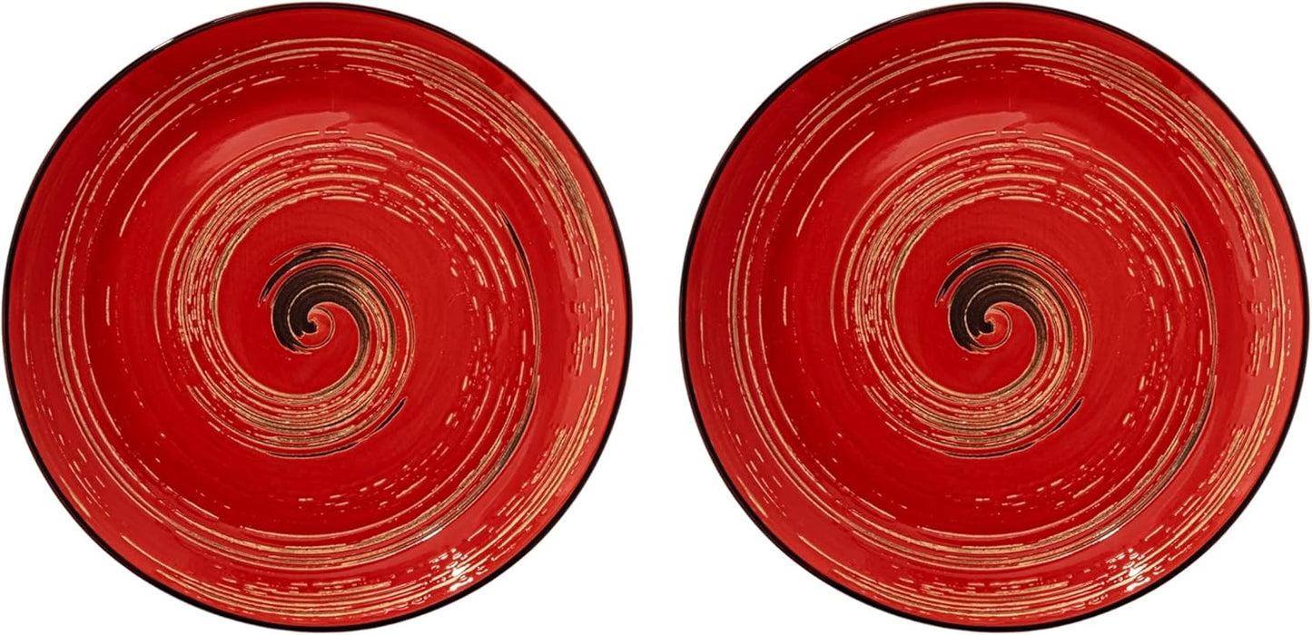 Wilmax Bord 25,5 cm Rood Porselein 2-delige set WL-669214/A2