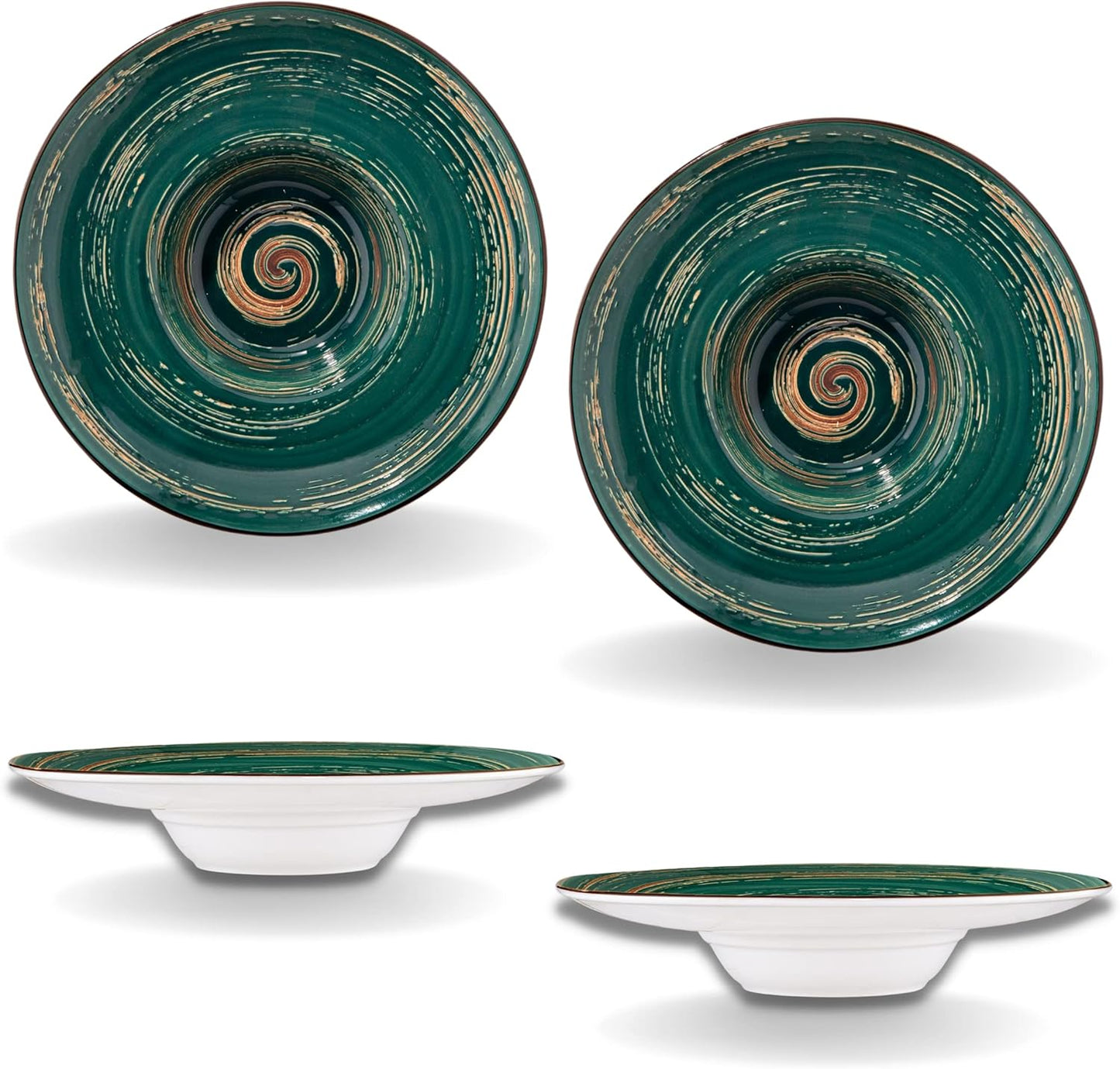 Wilmax Diep bord 24 cm 200 ml Groen Porselein 2-delige set