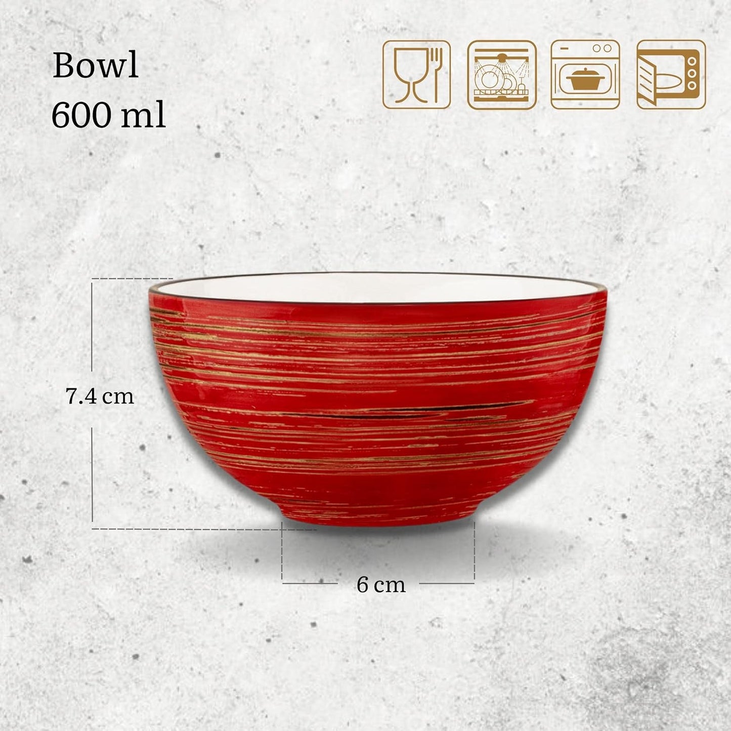 Wilmax Schaal 600 ml Rood Porselein 3-delige Set WL-669230/A3