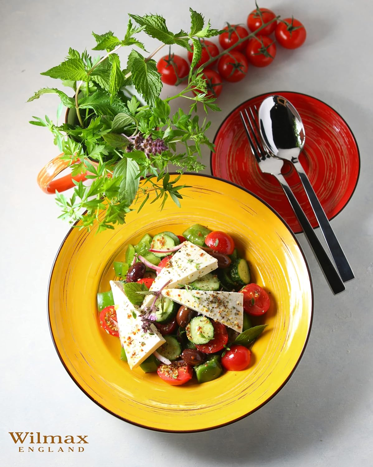 Wilmax Tiefer Porzellanteller 350 ml, Gelb, Ø 25,5 cm WL-669427/A