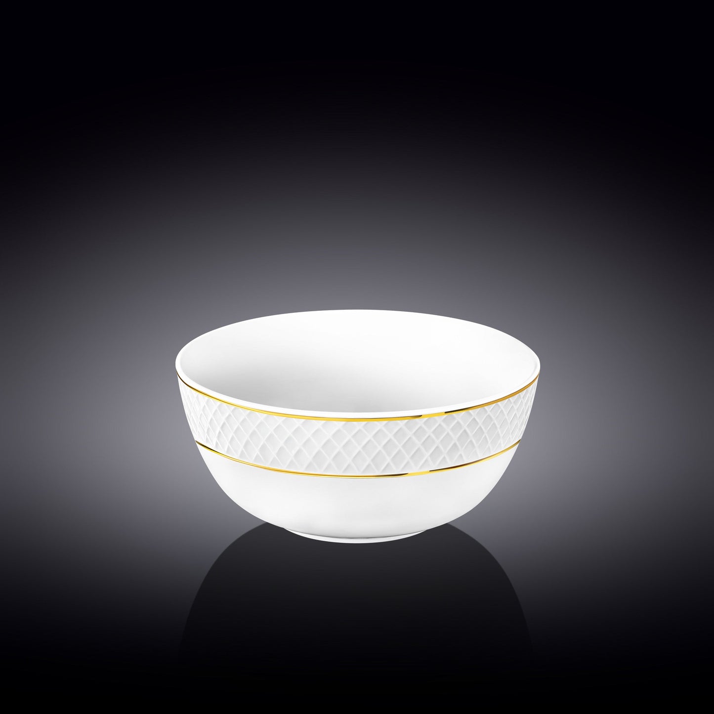 Wilmax Porcelain White Bowl 600 ml 14 cm with Gold Rim