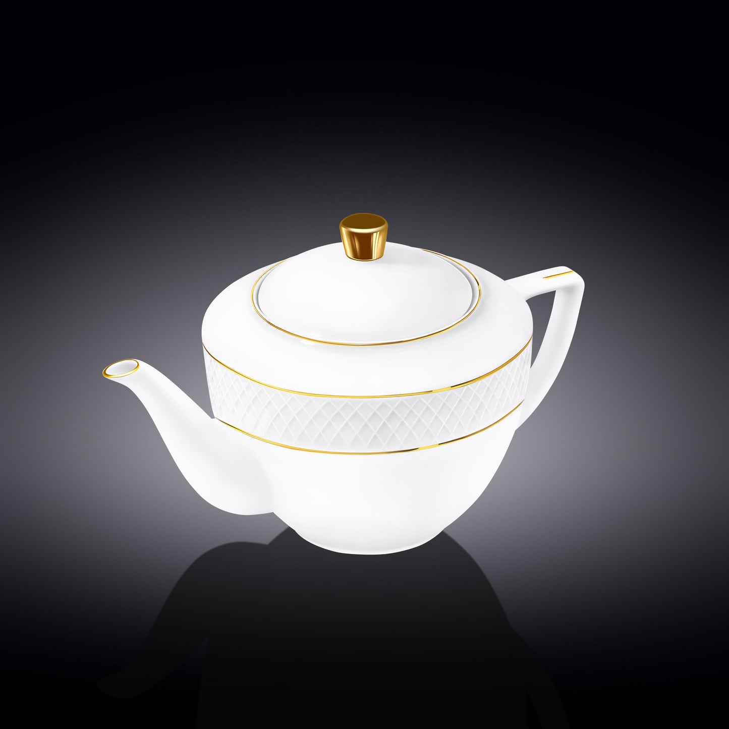 Wilmax Teekanne mit Goldlinien 900 ml – Elegante Porzellankanne – WL-880102452/A