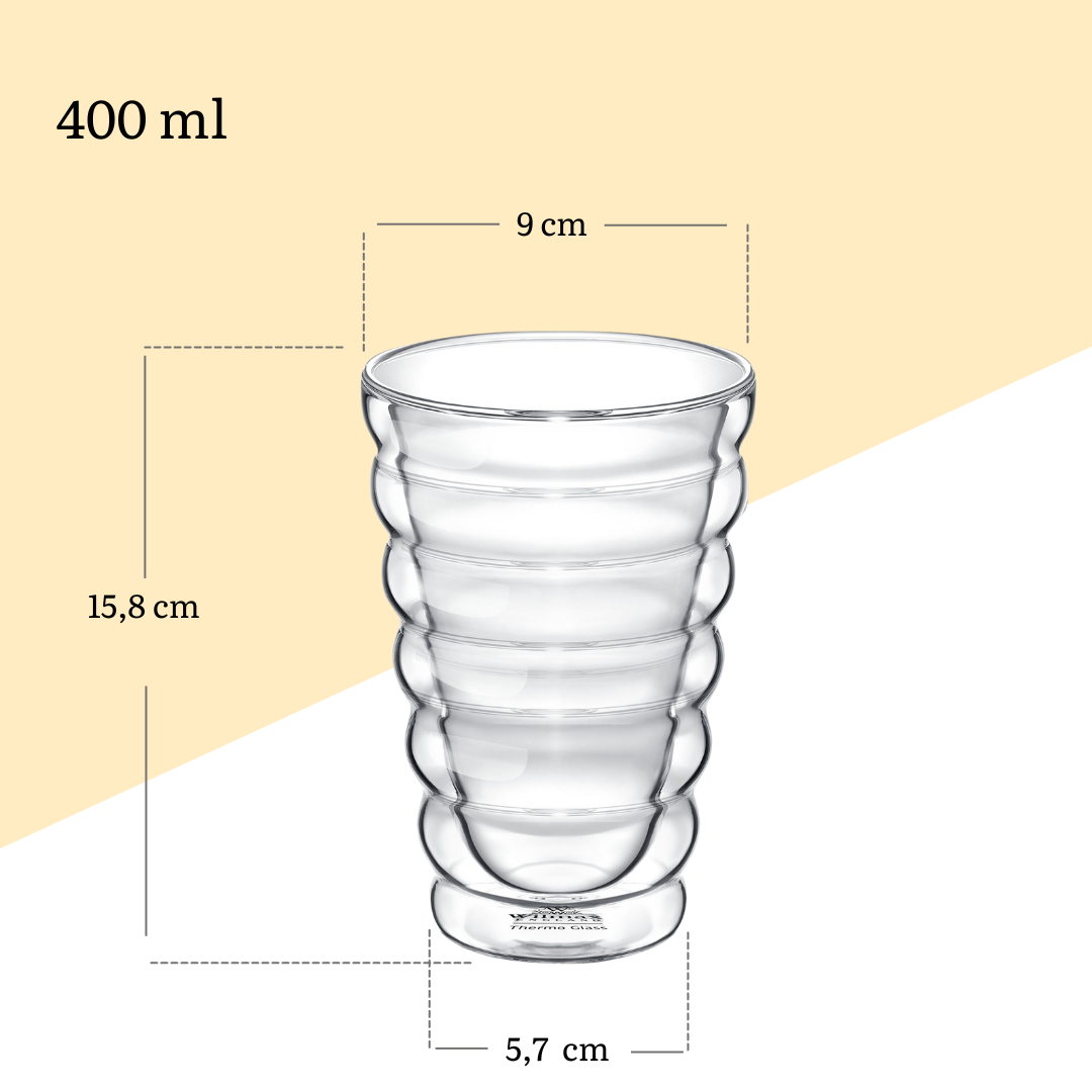 Wilmax Glas mit Doppelwand, 400 ml, 2er Set, WL-888418/A2