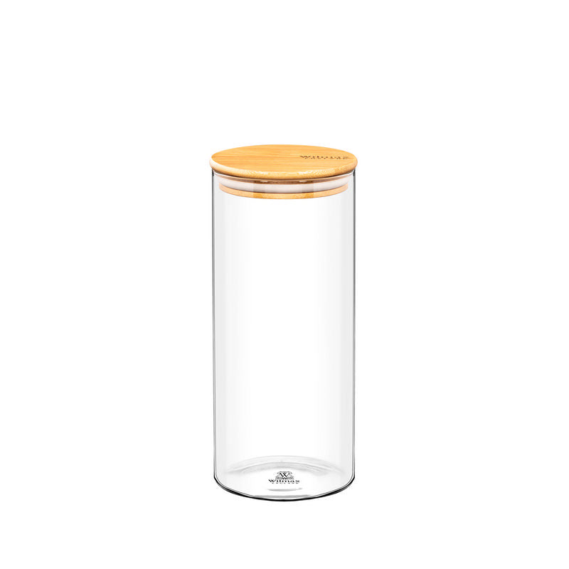 Wilmax Voorraadpot 1500ml bamboe deksel 2x A2